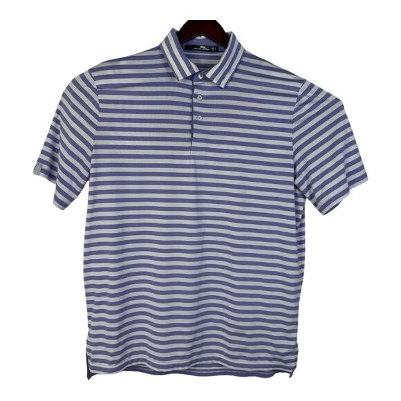 RLX Ralph Lauren Golf Shirt Men’s Large Purple Striped Moisture Wicking Stretch - Picture 2 of 14